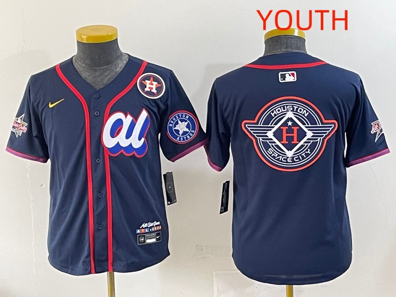 Youth  2025 Houston Astros Blank Drak Blue All star Nike MLB Jersey style 004->youth mlb jersey->Youth Jersey